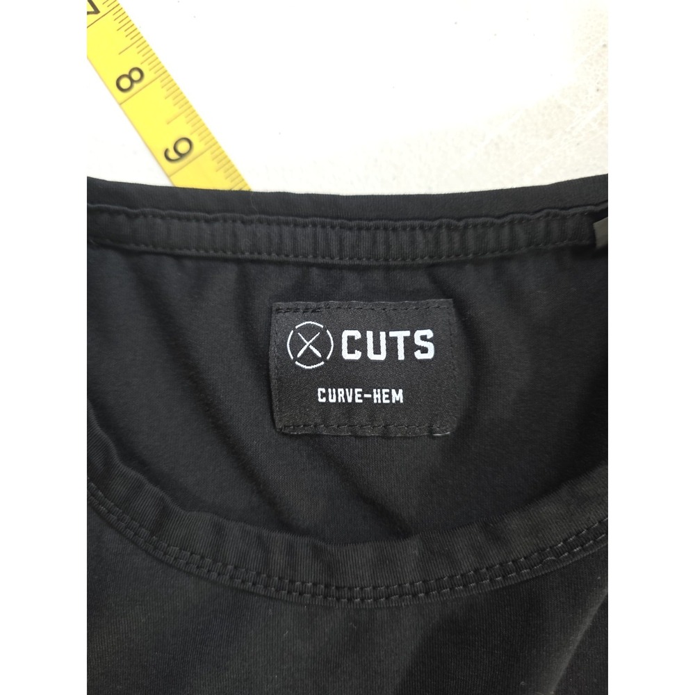 Cuts Mens XXL Curved Hem Long Sleeve T Shirt Black Athletic Basic Crew Ne - Picture 6 of 8